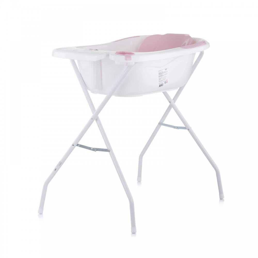 Chipolino Vela kád babatartóval és leeresztő dugóval 87cm + kádállvány - Pink