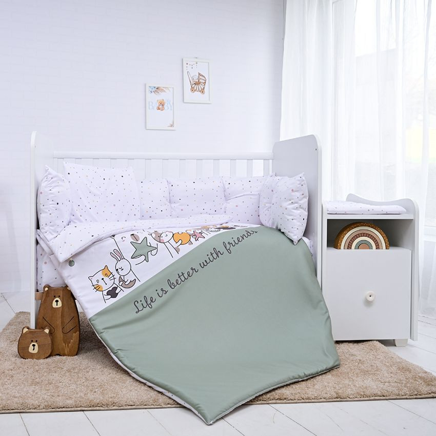 Lorelli ágynemű garnitúra Trend kombi ágyhoz, Happy Friends, Mint