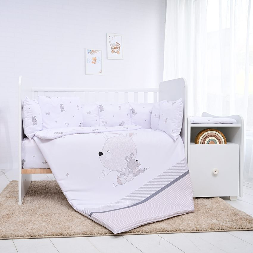 Lorelli ágynemű garnitúra Trend kombi ágyhoz, Little Rabbits Grey
