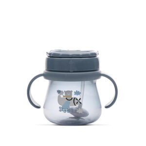 Baby Care szívószálas itató fogantyúval 250ml - Blue