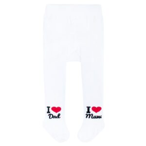 Pamut harisnyanadrág New Baby fehér I Love Mum and Dad
