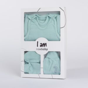7-részes baba együttes újszülötteknek New Baby I AM kék
