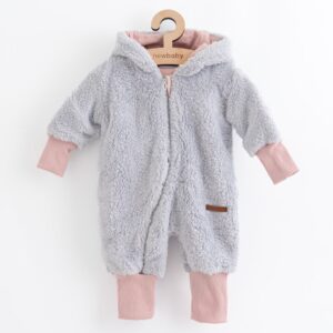 Luxus baba téli kezeslábas New Baby Teddy bear szürke rózsaszín